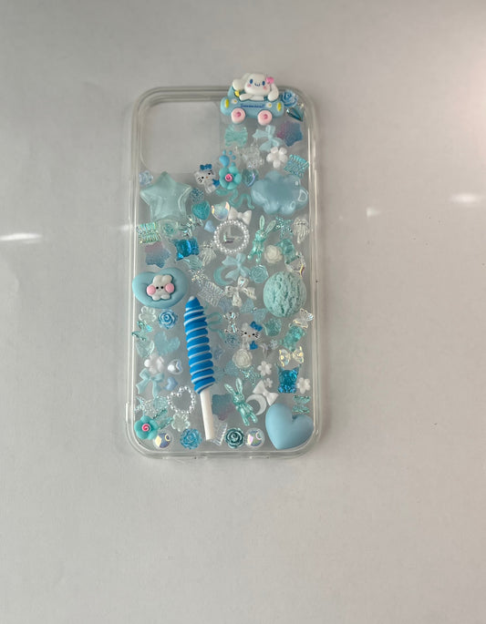 Custom Light Blue iPhone Case - Personalized Name Option - Fits iPhone 11 to 15 Pro Max The Rising Sun 723