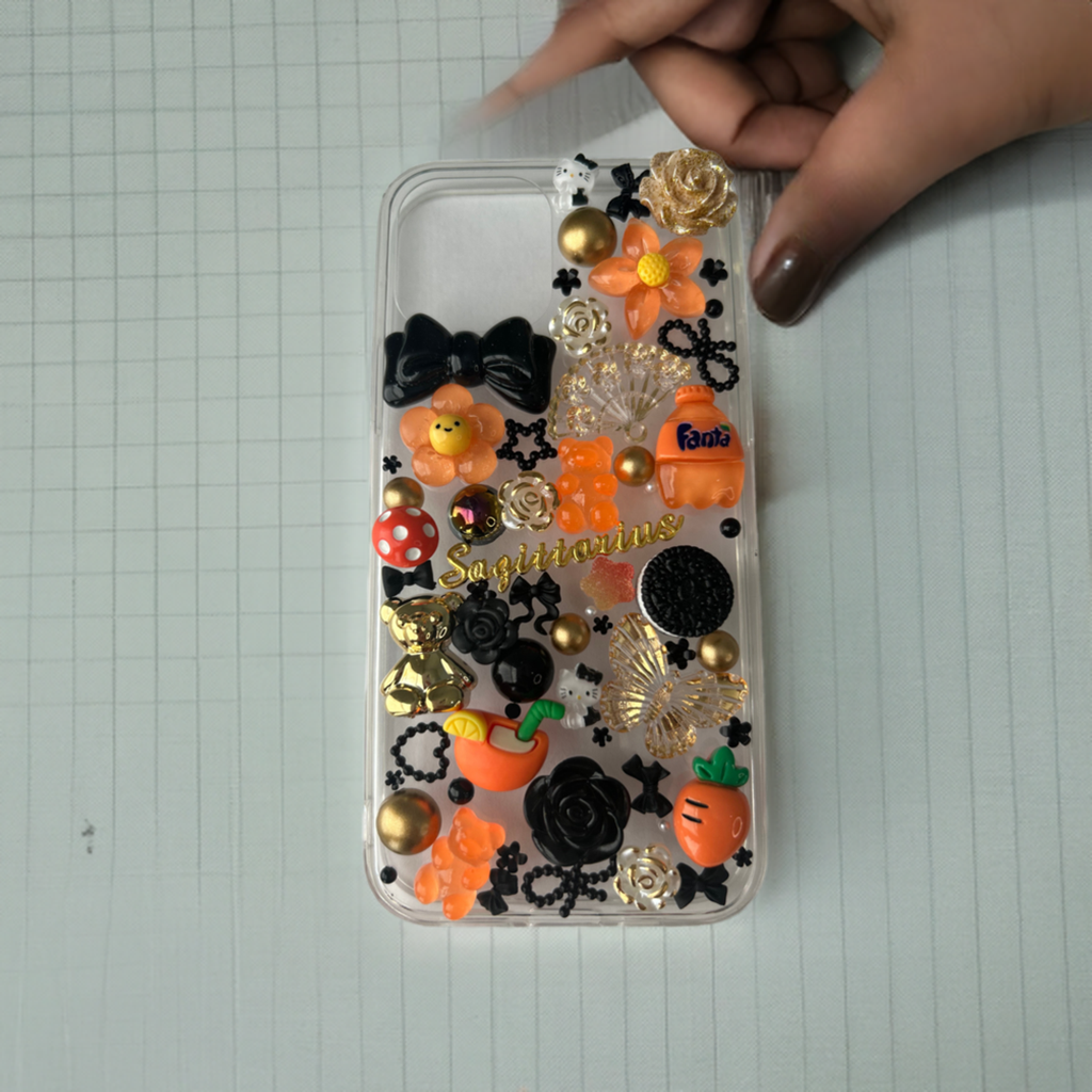 Custom Gold, Orange, & Black iPhone Case - One-of-a-Kind Design - Fits iPhone 11 to 15 Pro Max
