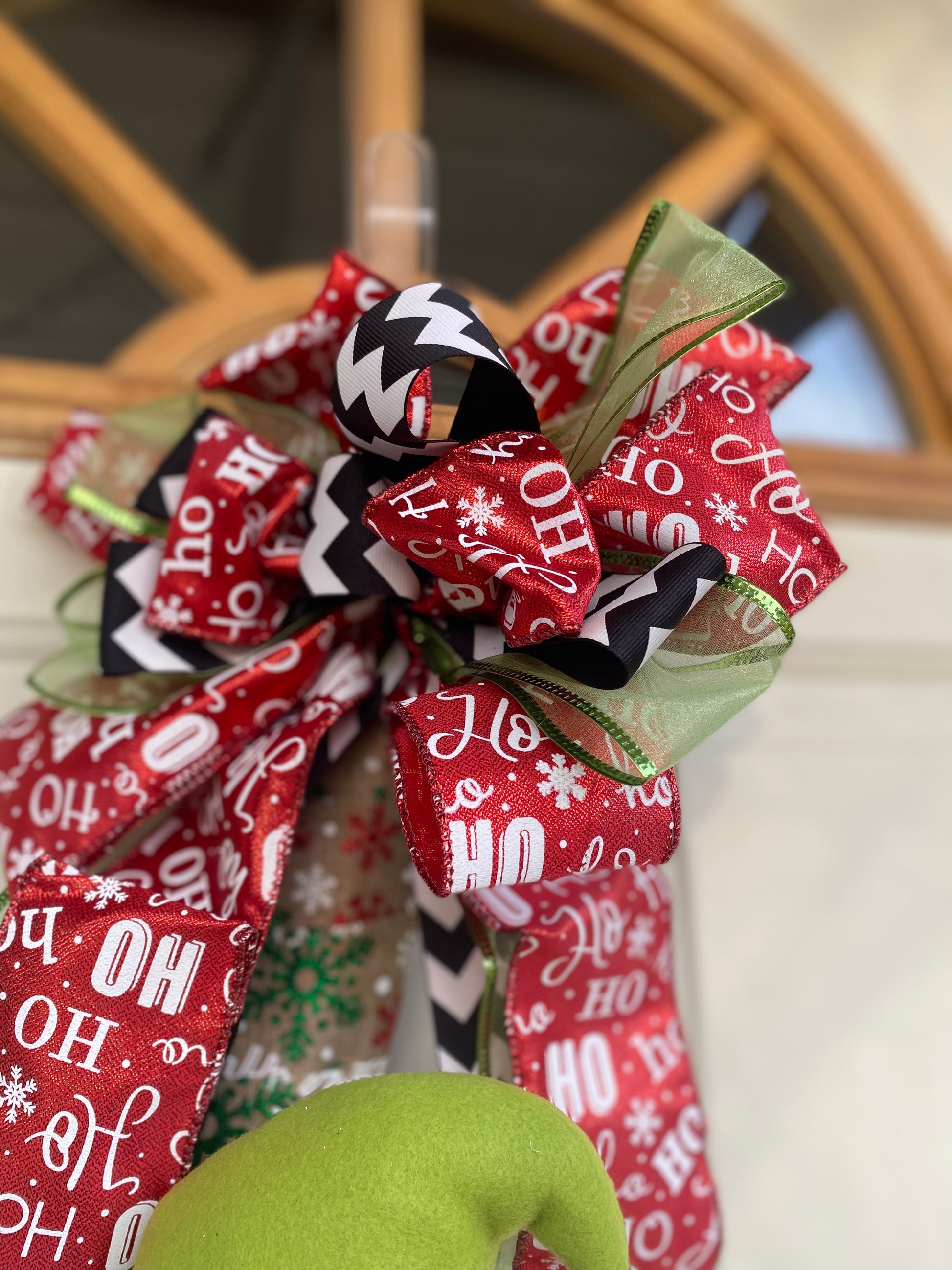 Elf on Candy Cane Wreath/ribbon wreath/Christmas front door decor The Rising Sun 723